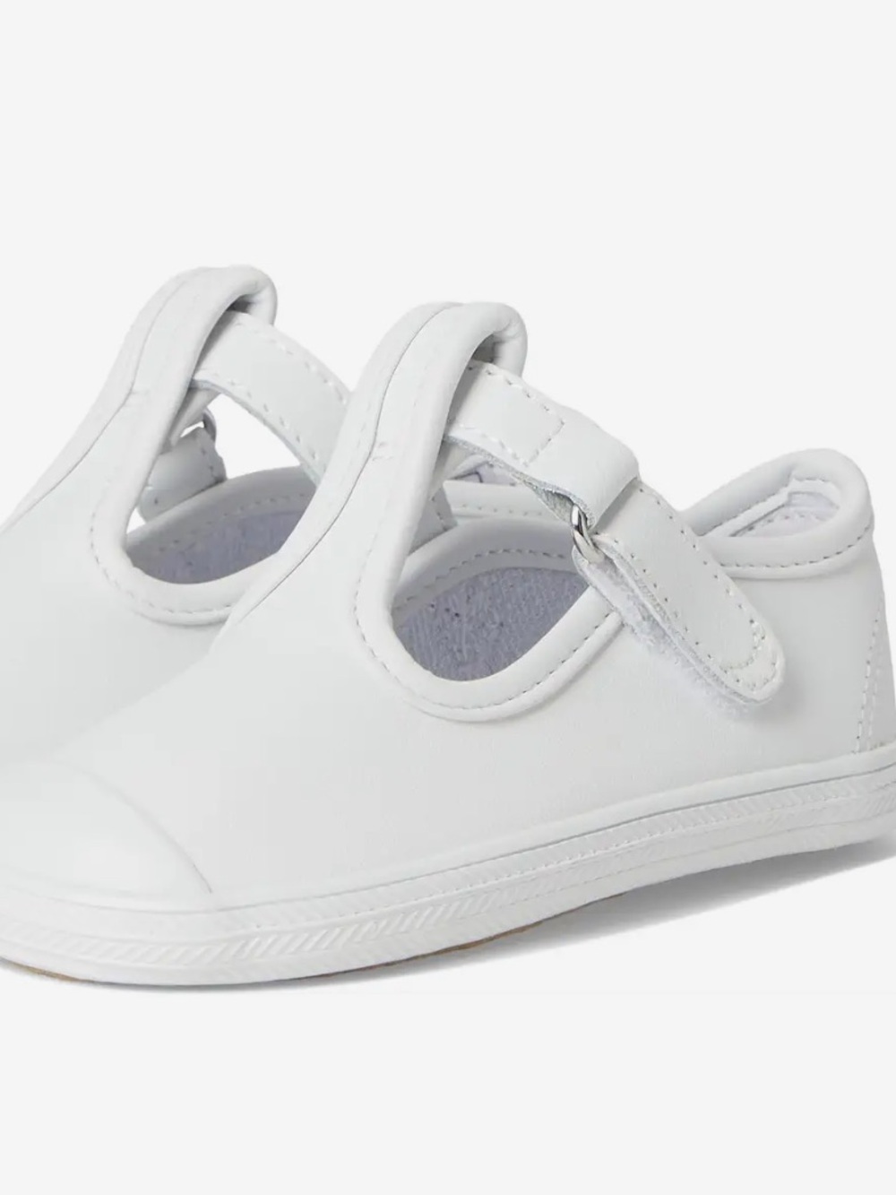Keds Toddler Champion Toe Cap T-Strap In White Leather Size 6 Boy Girl Like New